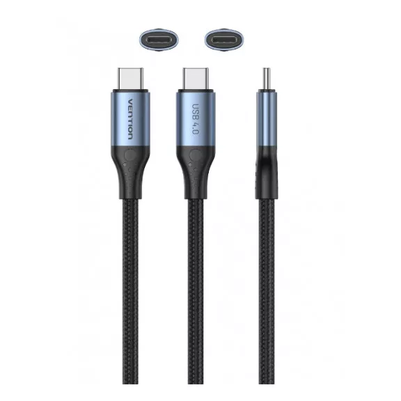 Vention USB-C 4.0/M -> USB-C 4.0/M,  (szövet,5A,alu, szürke), 1m, kábel