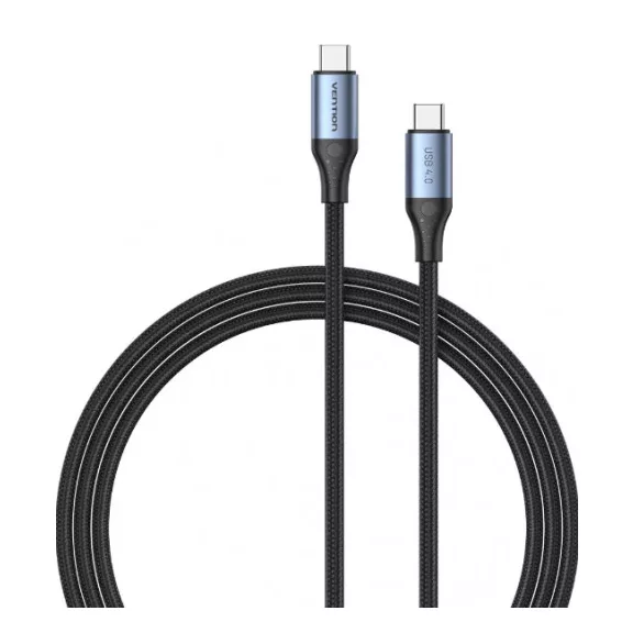Vention USB-C 4.0/M -> USB-C 4.0/M,  (szövet,5A,alu, szürke), 1m, kábel