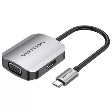   Vention USB-C -> HDMI/VGA (0,15m Szürke Aluminum Ötvözet) konverter