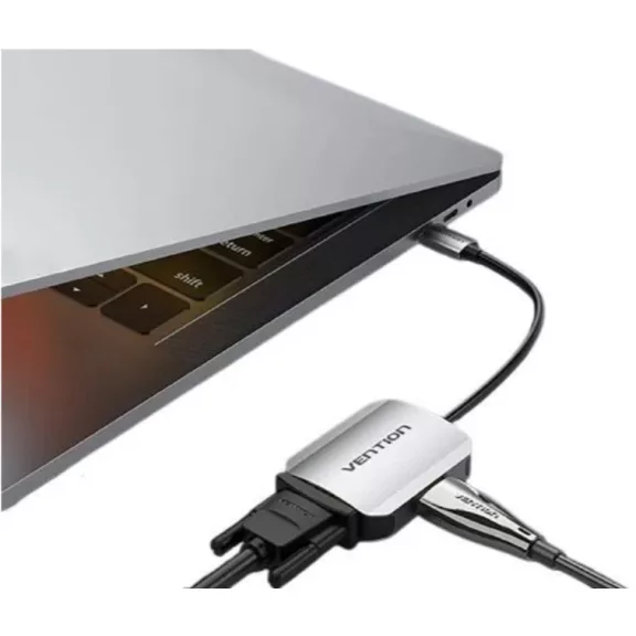 Vention USB-C -> HDMI/VGA (0,15m Szürke Aluminum Ötvözet) konverter