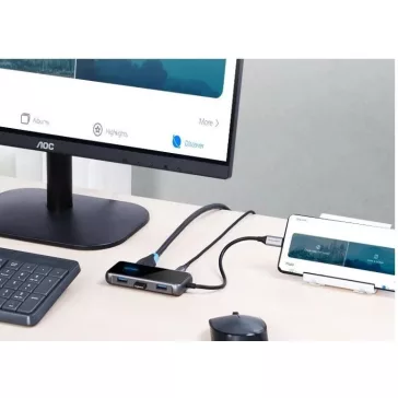   Vention USB-C -> HDMI/VGA/USB3.0/PD (0,15m Szürke, fém Ötvözet) konverter