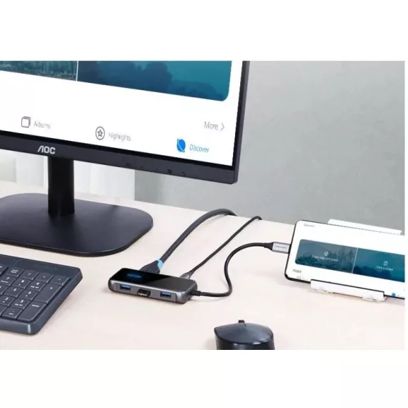 Vention USB-C -> HDMI/VGA/USB3.0/PD (0,15m Szürke, fém Ötvözet) konverter