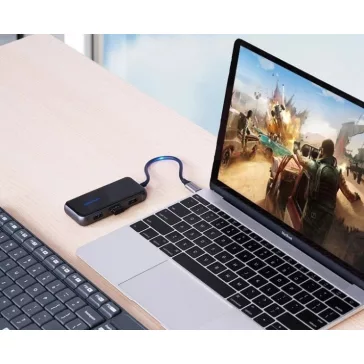   Vention USB-C -> USB3.0*4/PD (0,15m, szürke, tükrös felületű), Dokkoló