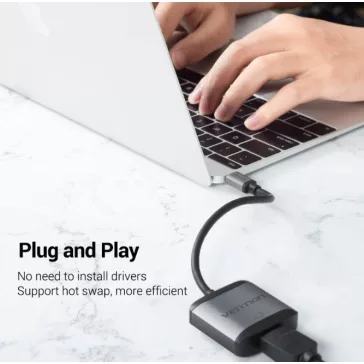   Vention USB-C -> HDMI/USB3.0*3/TF/SD/RJ45/3.5mm/PD  (0,15m Szürke Aluminum Ötvözet), Dokkoló