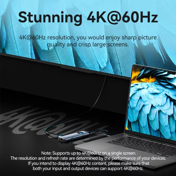 Vention USB-C -> DP/HDMI/USB 3.0*2/USB 2.0/RJ45/SD/TF/PD MST, dokkoló
