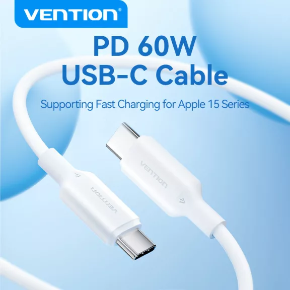 Vention Szövet USB-C -> USB-C,(3A, fehér), 2m, kábel