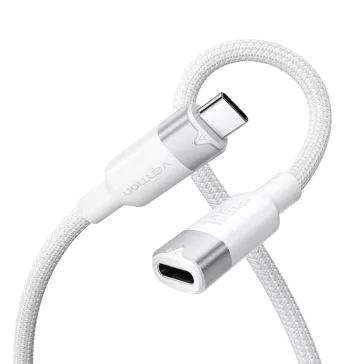   Vention USB-C 3.2/M -> USB-C 3.2/F, 0,5m,(hosszabbító, fehér, Gen2, 10Gbps), kábel
