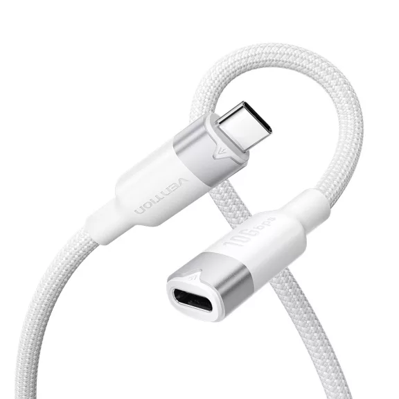 Vention USB-C 3.2/M -> USB-C 3.2/F, 0,5m,(hosszabbító, fehér, Gen2, 10Gbps), kábel