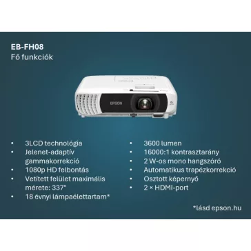 Epson EB-FH08 3LCD / 3600Lumen / Full HD projektor