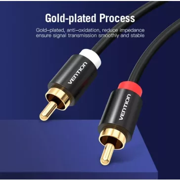 Vention 2*RCA/M -> 2*RCA/M , (audio,fekete), 1m, kábel