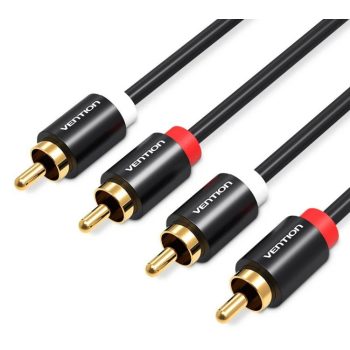 Vention 2*RCA/M -> 2*RCA/M , (audio,fekete), 3m, kábel