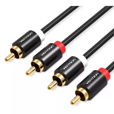 Vention 2*RCA/M -> 2*RCA/M , (audio,fekete), 3m, kábel