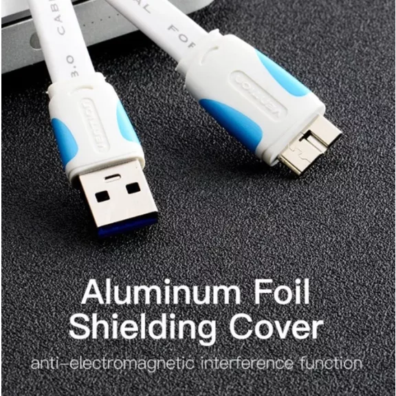 Vention USB-A 3.0/M -> Micro USB-B,  ( lapos,fekete),  0,5m, kábel