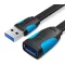 Vention USB 3.0,  (hosszabbító, lapos, fekete), 1m, kábel