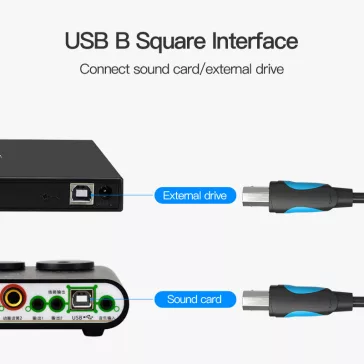Vention USB-A 2.0 -> USB-B 2.0 (fekete), 10m, Vention