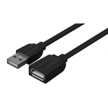   Vention USB-A 2.0/M -> USB-A 2.0/F  (hosszabbító,PVC,fekete), 1,5m, kábel