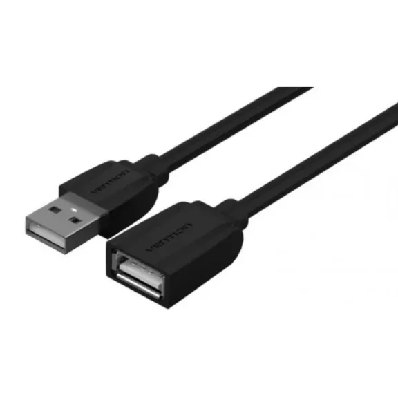Vention USB-A 2.0/M -> USB-A 2.0/F  (hosszabbító,PVC,fekete), 1,5m, kábel