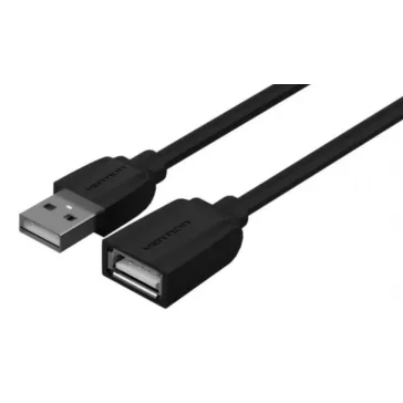   Vention USB-A 2.0/M -> USB-A 2.0/F  (hosszabbító,PVC,fekete), 5m, kábel
