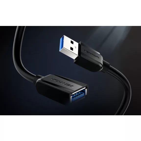 Vention USB 3.0,  (hosszabbító, fekete), 2m, kábel